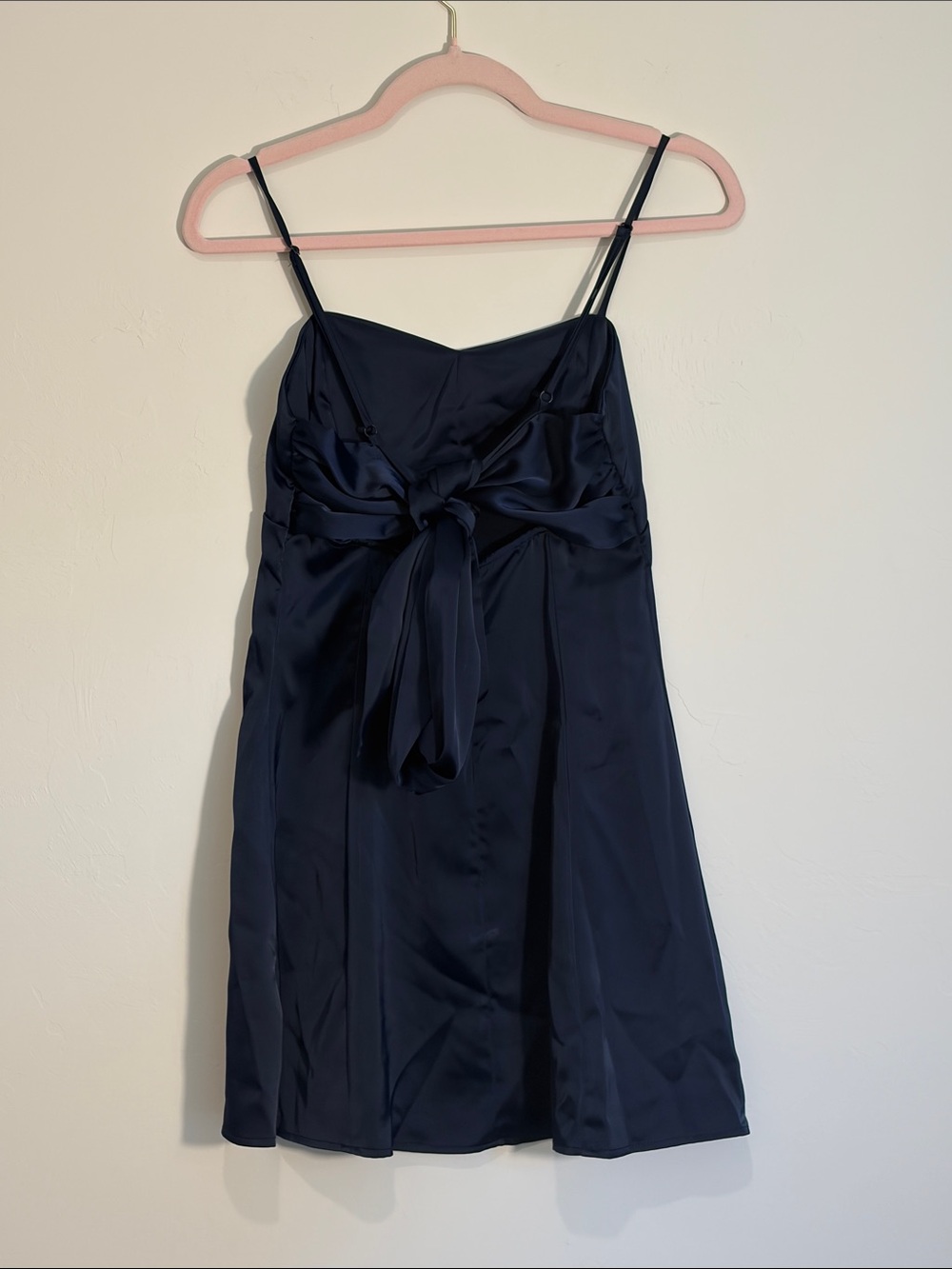 Urban Outfitters Navy Satin Tie-back Mini Dress spaghetti strap